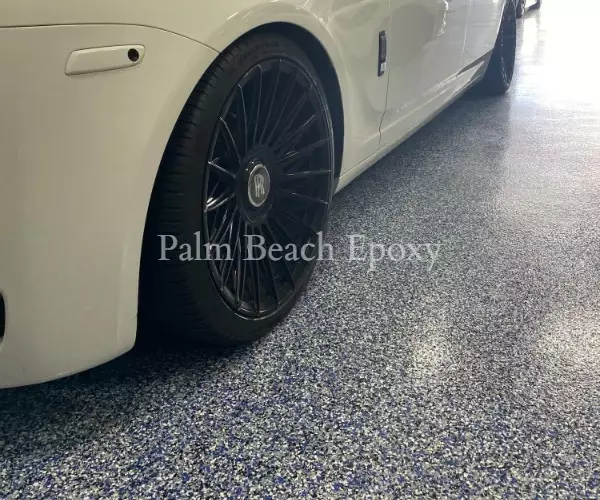 Blue Black And White Epoxy Flake Flooring For Garages 2